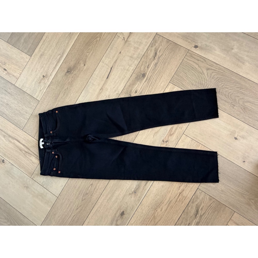 RE/DONE Womens High Rise Straight Leg Jeans Black Raw Hem Size 26